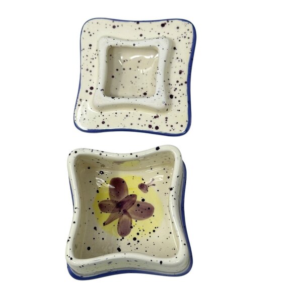 Julie Ueland Enesco Ceramic Trinket Boxes Floral Butterfly Set Vintage 1999 - Picture 9 of 16